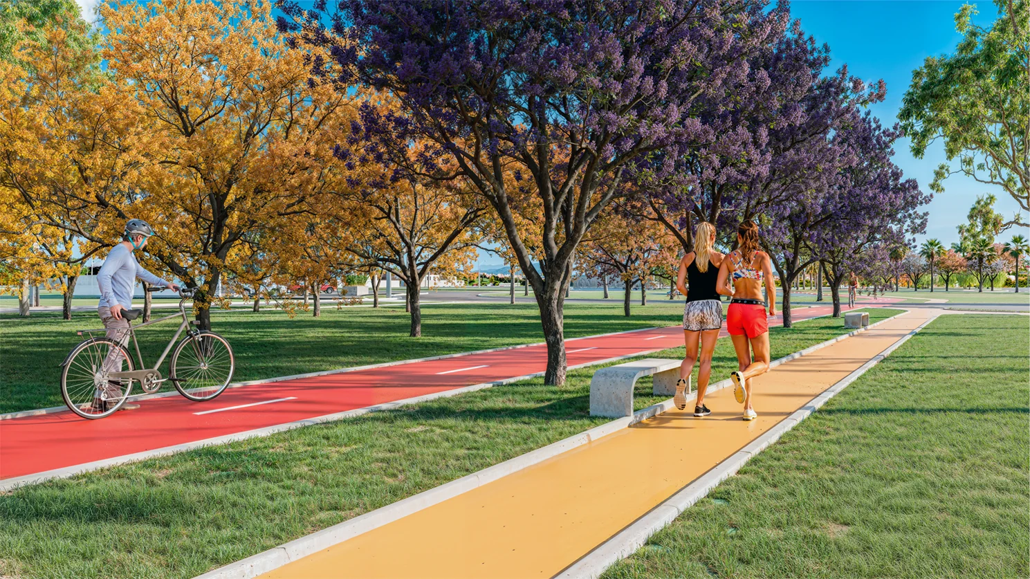 Pista de caminhada e ciclofaixa arborizada do Liiv